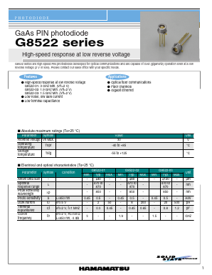 G8522-02 Datasheet PDF Hamamatsu Photonics