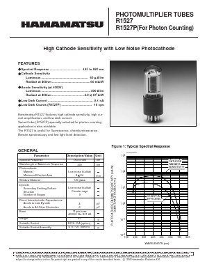 R1527P Datasheet PDF Hamamatsu Photonics