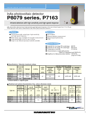 P8079-21 Datasheet PDF Hamamatsu Photonics