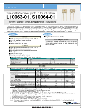 L10063-01 Datasheet PDF Hamamatsu Photonics