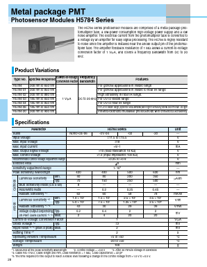 H5784-20 Datasheet PDF Hamamatsu Photonics