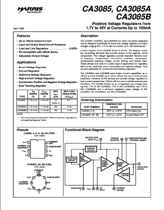 CA3085 Datasheet PDF Harris Semiconductor