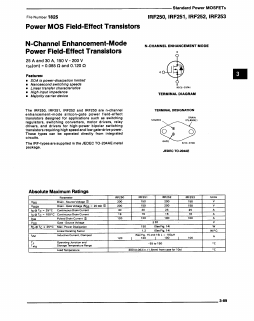 IRF252 Datasheet PDF Harris Semiconductor