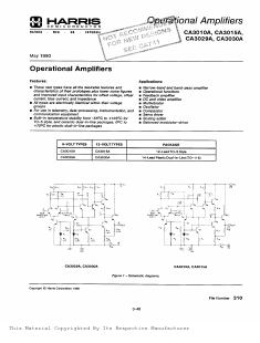 CA3010A Datasheet PDF Harris Semiconductor