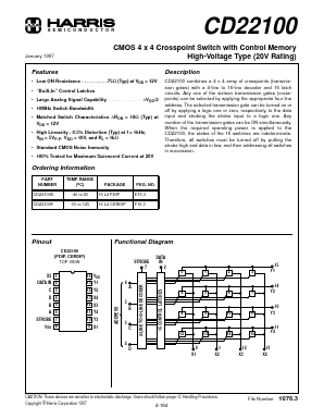 CD22100E Datasheet PDF Harris Semiconductor