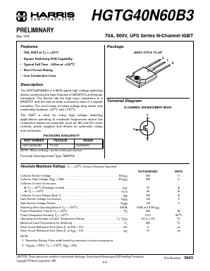 HGTG40N60B3 Datasheet PDF Harris Semiconductor