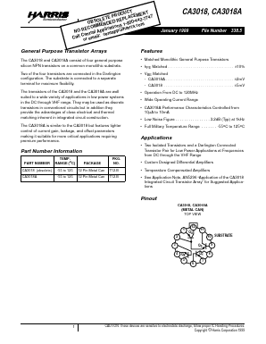 CA3018 Datasheet PDF Harris Semiconductor