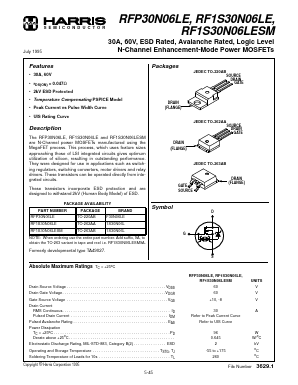 RFP30N06LE Datasheet PDF Harris Semiconductor