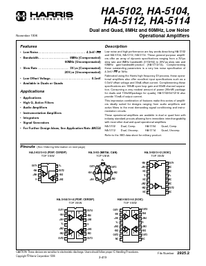 HA7-5102-2 Datasheet PDF Harris Semiconductor