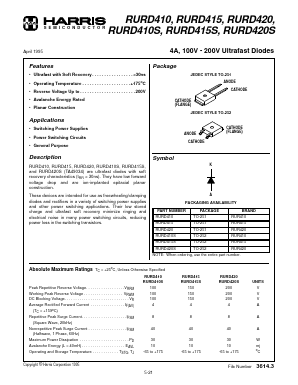 RUR420 Datasheet PDF Harris Semiconductor