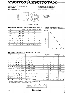 2SC1707A Datasheet PDF Hitachi -> Renesas Electronics