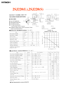 2SJ220L Datasheet PDF Hitachi -> Renesas Electronics