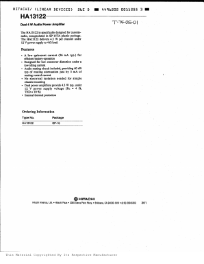 HA13122 Datasheet PDF Hitachi -> Renesas Electronics