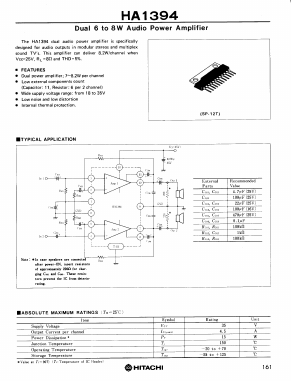 HA1394 Datasheet PDF Hitachi -> Renesas Electronics
