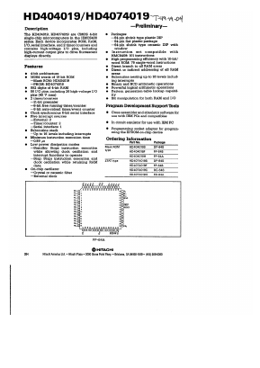 HD404019S Datasheet PDF Hitachi -> Renesas Electronics