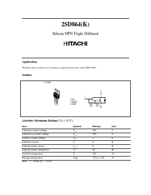 2SD864K Datasheet PDF Hitachi -> Renesas Electronics