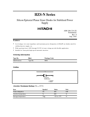 HZS12NB2 Datasheet PDF Hitachi -> Renesas Electronics