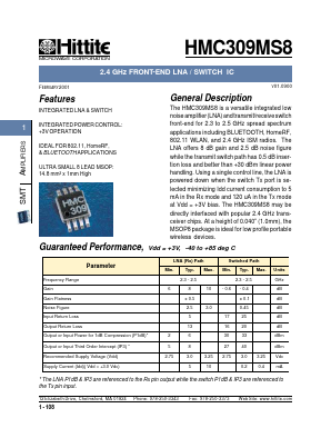 HMC309MS8 Datasheet PDF Hittite Microwave