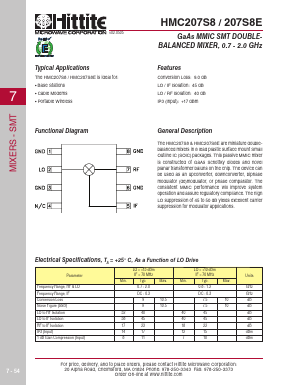 HMC207S8E Datasheet PDF Hittite Microwave