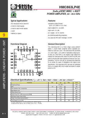 HMC863LP4E Datasheet PDF Hittite Microwave