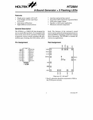 HT2884 Datasheet PDF Holtek Semiconductor