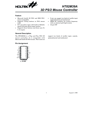 HT82M39A Datasheet PDF Holtek Semiconductor