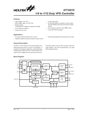 HT16515 Datasheet PDF Holtek Semiconductor