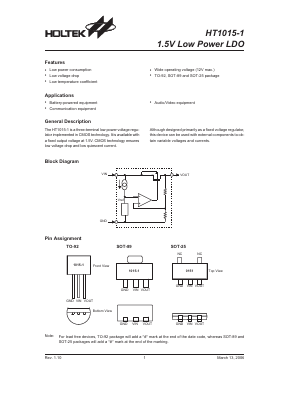 HT1015-1 Datasheet PDF Holtek Semiconductor