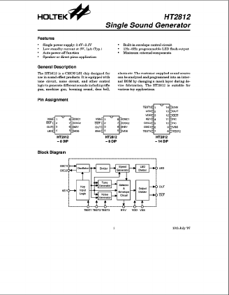 HT2812H Datasheet PDF Holtek Semiconductor