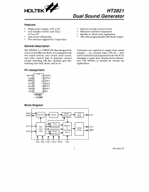 HT2821 Datasheet PDF Holtek Semiconductor