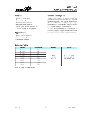 HT7133-2 Datasheet PDF Holtek Semiconductor