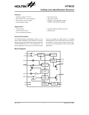 HT9032C Datasheet PDF Holtek Semiconductor
