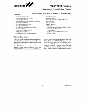 HT9312DLT Datasheet PDF Holtek Semiconductor