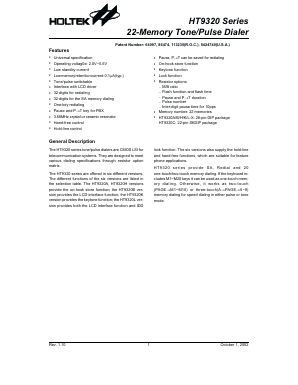 HT9320K Datasheet PDF Holtek Semiconductor