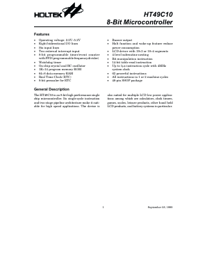 HT49C10 Datasheet PDF Holtek Semiconductor