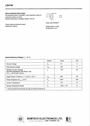 LS4148 Datasheet PDF Honey Technology