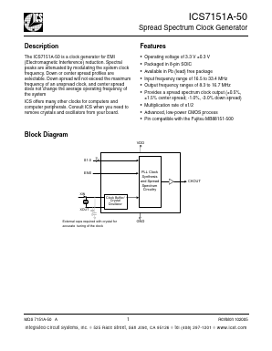 ICS7151AM-50 Datasheet PDF Integrated Circuit Systems