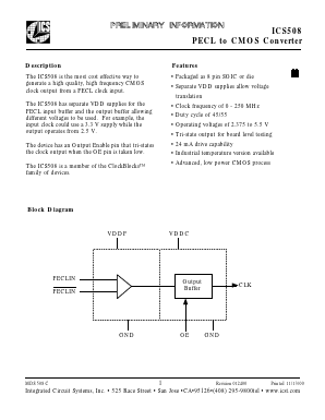 ICS508MI Datasheet PDF Integrated Circuit Systems