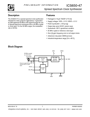 ICS650-47 Datasheet PDF Integrated Circuit Systems