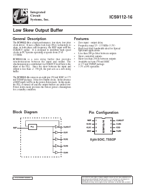 ICS9112YG-16-T Datasheet PDF Integrated Circuit Systems