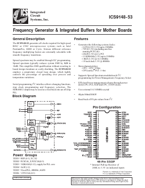 ICS9148F-53 Datasheet PDF Integrated Circuit Systems