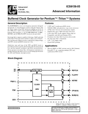 ICS9158-05M Datasheet PDF Integrated Circuit Systems