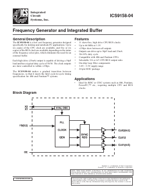 ICS9158-04M Datasheet PDF Integrated Circuit Systems