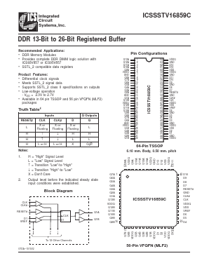 ICSSSTV16859CG-T Datasheet PDF Integrated Circuit Systems