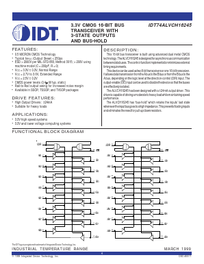 IDT74ALVCH16245 Datasheet PDF Integrated Device Technology