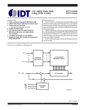 IDT71V424S Datasheet PDF Integrated Device Technology