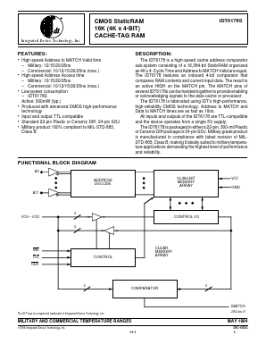 IDT6178S10P Datasheet PDF Integrated Device Technology