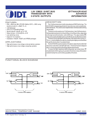 IDT74AUCR16245BVI Datasheet PDF Integrated Device Technology
