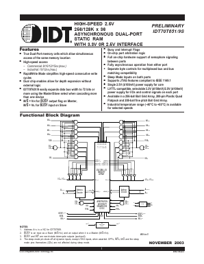 IDT70T651S015BFI Datasheet PDF Integrated Device Technology