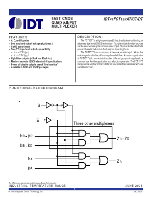 IDT74FCT157DT Datasheet PDF Integrated Device Technology